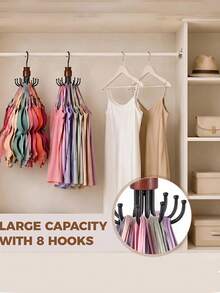 1PC Multi-Purpose Swivel Hook, Belt Rack Closet Organizers And Storage For Hanging Belt, TiesRotatable Hoodie Organizer For Closet, Hoodies Holder, Metal Space Saving Closet Organizers And Storage - Vintage Color - View 5