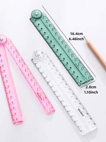 1 pieza Regla de medición plegable de acrílico transparente, extensible de 15 a 30 cm, regla recta, para dibujo, medición, tareas geométricas, primer día de escuela - Multicolor - Ver 3
