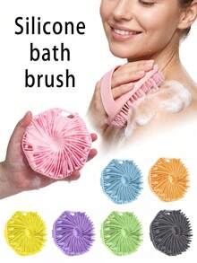 Soft Silicone Bath Brush, Portable Handheld Body Scrubber, Multi-Surface Silicone Bath Sponge For Body Cleansing And Gentle Exfoliation, Foaming Bath Scrubber, Washable And Reusable, Suitable For Back, Arms, Legs, Unisex Home Bathroom Bath Accessory - Multicolor - View 1