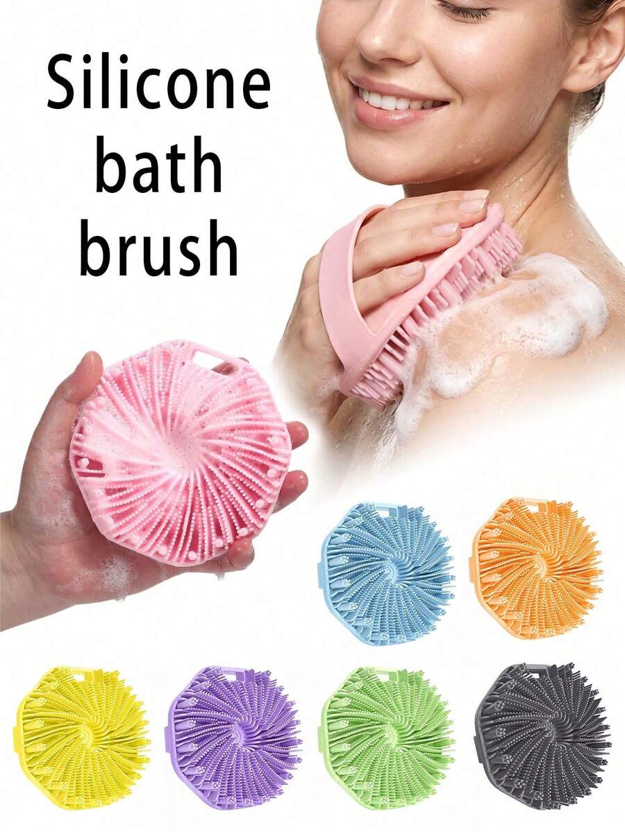Soft Silicone Bath Brush, Portable Handheld Body Scrubber, Multi-Surface Silicone Bath Sponge For Body Cleansing And Gentle Exfoliation, Foaming Bath Scrubber, Washable And Reusable, Suitable For Back, Arms, Legs, Unisex Home Bathroom Bath Accessory - Multicolor - View 1