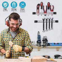 4 Pieces 12" Magnetic Holder Strip, Stainless Steel Surface Magnet Bar, Metal Organizer Rack Garage Organization, Easy To Install In Workshop, Mounting Screws Included - Silver 4PC - View 2