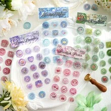 60入樹脂蠟封貼紙 防水自黏 3D 浮雕復古花卉印章貼紙 開學第一天 - 彩色 - 查看 2