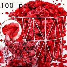 1000/100 Pcs Romantic Red Rose Petals - Decorative Swags For Wedding And Valentine's Day - Artificial Flowers For Party, Event, And Home Decoration - Multicolor - View 11