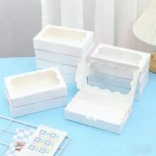 20pcs/10pcs/1pc Pastry Gift Boxes, 7x4.3x1.5 Inches, Brown Bread Snack Boxes, Premium Gift Boxes Suitable For Packaging Desserts, Donuts, Pies, Candies, Cakes, Muffins And Macarons - A-White - View 2