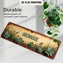 Un letrero plano 2D, esta cautivadora decoración de pared presenta un invernadero de suculentas con marco de estilo rústico. Es adecuado para diversos entornos, incluyendo bares, salas de estar, áreas de comedor, hoteles, habitaciones, restaurantes, etc. (Estilo aleatorio) - A - Ver 4