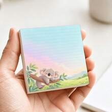 1/4 Pcs Kawaii Natural Scenery Koala Pattern Writing Notebook, Featuring A Design Of A Koala Sleeping On A Tree Branch With A Soft Gradient Sky. This Lined Memo Pad Is A Cute Animal-Themed Desktop Stationery, Specially Designed For Daily Note-Taking - one-size - View 5