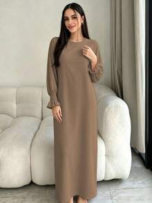 1pc Soft Muslim Dress, Soft Touch And Cool Feel, Multiple Color Options, No Fading, No Discoloration, Classic Versatile Style Suitable For Any Occasion, Easy To Match Abaya - Multicolor - View 23