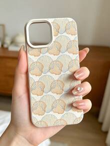 1pc Personalized Shell Pattern Cream White Faux Leather Large Hole Phone Case Compatible With IPhone 16/16 Pro/16 Plus/15/15 Pro Max/15 Pro/11/12/13/14 Pro Max/11 Pro/11 Pro Max/12 Pro/12 Pro Max/13 Pro/13 Pro Max/14 Pro/14 Pro Max Soft Shell Premium Creative - Multicolor - View 2