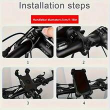 360° Rotating Bike Phone Holder, Universal For Motorcycle/Bicycle/Electric Scooter, Handlebar Navigation Mount, Anti-Slip Shock-Absorbing, One-Click Clamping - Multicolor - View 2