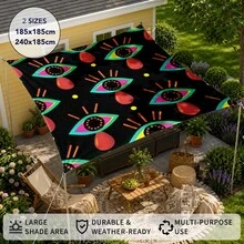 1pc Neon Tear Drop Print Sun Shade Sail, Modern Style, Large Size, UV Protection, Sturdy & Durable, Easy Installation, Suitable For Beach, Garden, Patio, Yard, Includes Rope - Multicolor - View 6