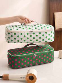 Polka Dot Hair Dryer Storage Bag With Leopard Print Design, Large Capacity Handheld Hair Tool Storage Bag,Multifunctional Cosmetics Bag,Toiletries Bag - Multicolor - View 5