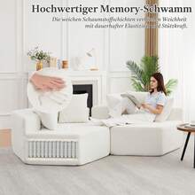 A Modern Hexagonal Armchair, Characterized By Its Numerous Combination Possibilities And Modular Design; This Chenille-Upholstered Sofa Is Ideal - Beige - View 7