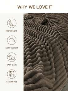 1pc Luxury Double-Sided Faux Rabbit Fur Blanket - Comfortable Striped Flannel, Soft & Warm, Suitable For Napping, Office, Camping, Sofa - Multi-Functional Polyester Bedspread, Christmas Gift - Grey-brown - View 3