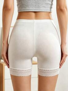 Women's White Lace Undershorts Solid Color Anti-Exposure Shorts - White - View 3