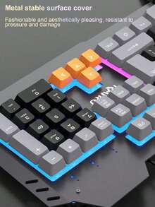 Ergonomic Wired Gaming Keyboard, Pressure Resistant Metal Frame, Removable Magnetic Hand Support, Rainbow Breathing Light, Multicolor Keycaps Desktop Keyboard With Phone Stand For Gamers Home Office Use - View 5