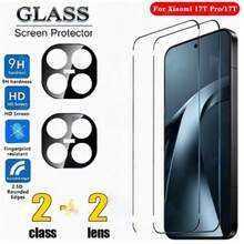 4pcs (2+2) Compatible With Xiaomi 17T/17T Pro/15T/15T Pro, Includes 2pcs High-Definition Transparent Screen Protector + 2pcs Black Lens Protector, 9H Hardness, Scratch-Resistant, Anti-Drop, Durable, Easy Installation, Fashionable, Phone Accessories, High Sensitivity, Smooth Operation, Screen Protector Film, Lens Protector Film, Lens Protector Pad - Clear - View 2