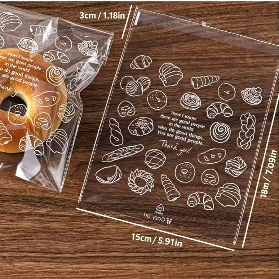 100pcs Self-Sealing Food Storage Bags, Suitable For Baked Goods And Fruits, Essential For Home Kitchen Storage (5.91x7.09 Inches)