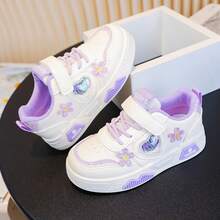 Girls' 2026 Spring New Kids' Sports Shoes, Casual Versatile Soft Sole Running Shoes, Lightweight Student White Sneakers, Size Runs Small - Purple - View 4