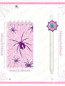 12pcs/Set Spider Web Notebook With Spider Web Pen, Spider Theme Fine Writing Tool Set, Suitable For Spider Party Decoration Guestbook, Halloween, Birthday Party Decoration Supplies, Can Be Used As Spider Party Gift, Random Style - Spider-themed Stationery Set - View 5