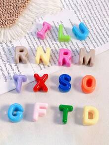 多巴胺色大孔壓克力字母與數字珠，光滑 6mm 大孔 DIY 吊墜，適用於手鍊、鑰匙圈、手機鍊，手工節日畢業禮物 - 彩色 - 查看 5