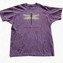 100% Cotton Geographic Inspired Dragonfly Graphic T Shirt For Men And Women |  Exquisite Design |  Loose And Comfortable | Shirts Y2k - 紫色 - 查看 16
