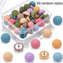 20/30pcs Round Head Decorative Push Pins, Colorful Photo Wall Cork Board Bulletin Board Home Wall Pattern Decoration, Random Styles - A - View 8
