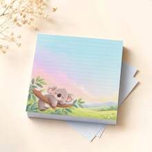 1/4 Pcs Kawaii Natural Scenery Koala Pattern Writing Notebook, Featuring A Design Of A Koala Sleeping On A Tree Branch With A Soft Gradient Sky. This Lined Memo Pad Is A Cute Animal-Themed Desktop Stationery, Specially Designed For Daily Note-Taking - one-size - View 8