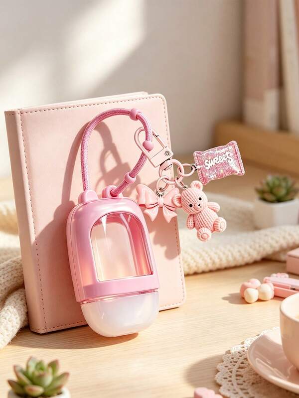 Refillable Squeeze Bottle, Portable Mini Hand Sanitizer Bottle With Silicone Sleeve, Paired With 3D Resin Bear Candy Embossed Heart Charm Keychain, Leak-Proof Design, Also Suitable For Soap, Lotion, Shampoo, Body Wash, Travel Bottle, Comes With Colorful Silicone Sleeve And Keychain, Suitable For Office, Gym, Travel, School Use, Back To School Student Backpack Decoration, Girl Outfit Accent, Portable Hanging Ornament, Can Be Hung On Keys, Bags, Luggage Or Car Keys, Back To School, Teacher's Day Gift, Birthday Gift
