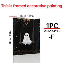 1/6pcs Vintage Ghost Halloween Gallery Wall Decor Set, Whimsical Autumn Halloween Decorations, Kids Room Wall Art Prints, Home Wall Decor Art - Multicolor - View 37
