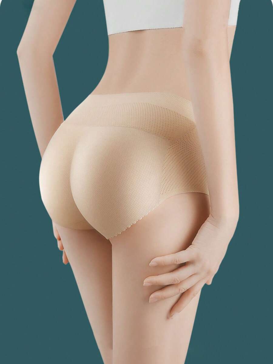 女用假臀墊,提臀加厚內褲,蜜桃臀增強器,中腰收腹內褲,臀部填充內褲,自然舒適透氣內褲 - 杏色 - 查看 1