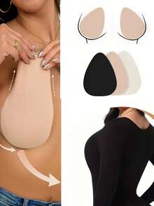 2/4pcs Disposable Breast Lift Tape, Suitable For B-D Cup Large Breasts, Invisible Strapless Backless Self-Adhesive Push-Up Breast Pads Bra, For Women - Water Droplet Style - View 2