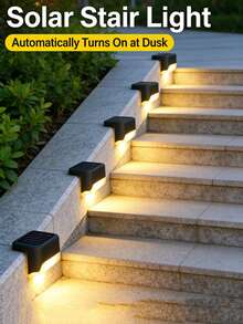 4pcs Outdoor Solar Deck Step Lights, Warm White IP44 Waterproof Solar Fence Lighting, Wireless Stick-On Ambient Solar Lights For Garden Stair Balcony Pool Holiday Decorations - IP44 Step Lights - View 4