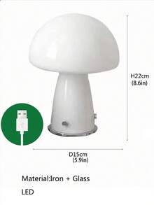 1pc Cute Mushroom Lamp, Striped & Polka Dot Pattern, USB Powered, 3-Color Lighting Adjustment, Glass Lamp Body, Suitable For Bedroom, Living Room, Office, Study, Room Decor, LED Night Light - Multicolor - View 21