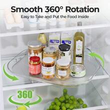 Rotating Refrigerator Organizer Tray (Set Of 2) - Suitable For Refrigerators, Kitchens, Tabletops, Cabinets, Pantries, And Countertops; Ideal For Organizing Items Such As Condiments. Dimensions: 14.56 X 11 Inches. - Freezer Parts - View 4
