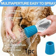 1pc Portable Silicone Pet Shower Head, Cat & Dog Bathing Shower Head With Multiple Nozzles, Universal Water Bottle - Multicolor - View 1
