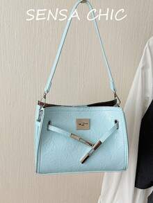 Textured Metal Decor Soft Leather Material Twist Lock Closure Adjustable Shoulder Strap Crossbody Bag Modern Casual Style Women's Bag Suitable For Office Commute Short Trips Gatherings Shopping Multi-Purpose Shoulder Bag - Multicolor - View 7