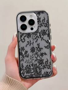 1pc Lace Pattern, Color Block 2-In-1 Black Shockproof Phone Case, TPU Material, Suitable As Holiday Gift, Compatible With Apple 11 12 13 14 15 16pro/Promax/14 15 16plus/17, Unisex - Multicolor - View 4