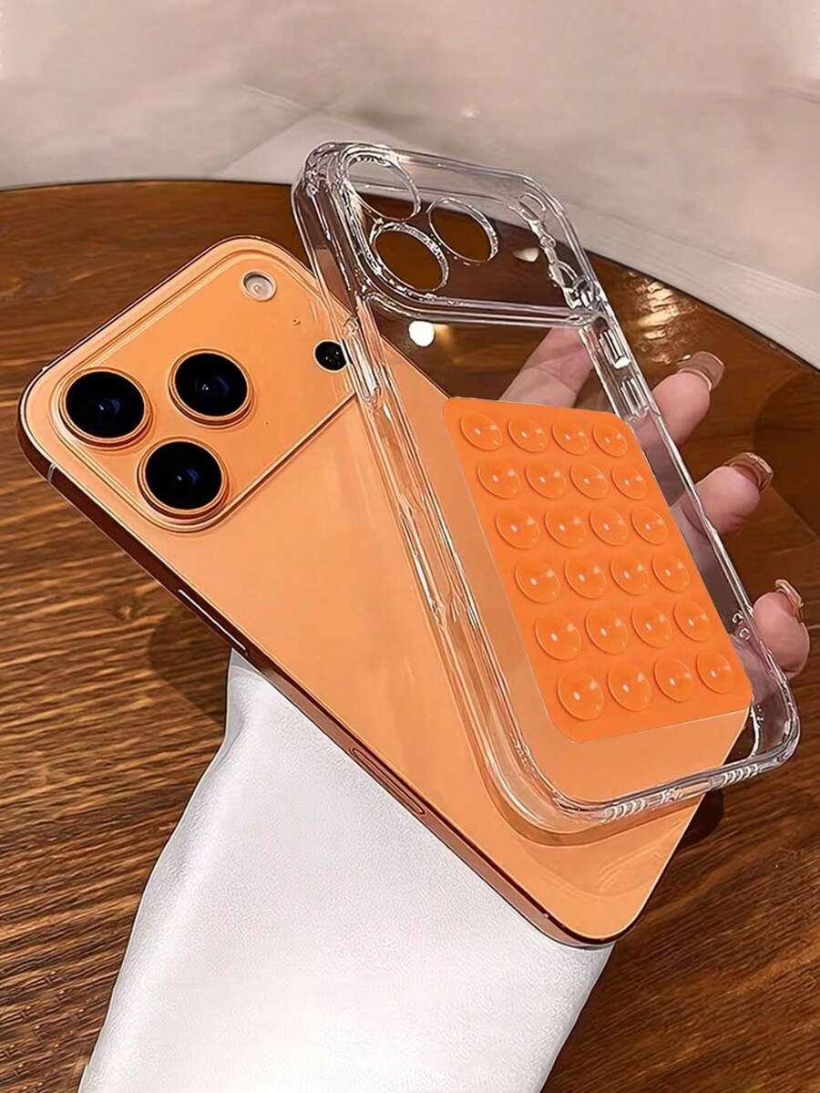 1件透明軟手機殼 + 1件橘色矽膠吸盤支架,適用於 iPhone 17、17 Pro、17 Pro Max、16、15、14、13、12、11、Pro Max、14、15、16 Plus 手機殼,採用柔軟矽膠製成,可全面保護相機 - 無色 - 查看 1