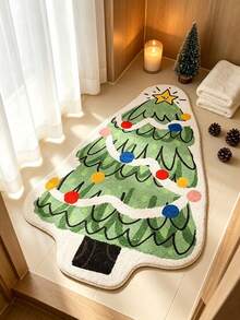 70cm Christmas Decorative Floor Mat;Christmas Tree-Shaped; Non-Slip And Stain-Resistant;Suitable For Christmas And Thanksgiving Decor; Ideal For Use By The Bedside,N The Entryway, Living Room, Or Bedroom;Perfect For Home And Themed Party Decoration - Multicolor - View 3