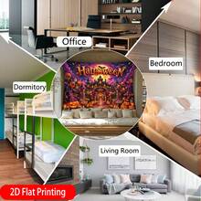 2D Flat Single Panel QD_VIVIOS Large Horizontal Wall Tapestry Decor - Wide Design, Suitable For Halloween Pumpkin Castle Moonlight Party Print - Multicolor - View 11