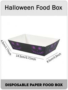 20/30/40pcs Purple Pumpkin Face Halloween Disposable Paper Food Boxes, Suitable For Cookies, Snacks, Popcorn, Fries, Candy Buffet, Dessert Table, Movie Night, Party Tableware Supplies - Purple Scary  Face - View 2