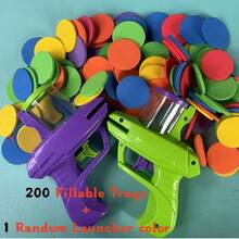 互動式貓玩具發射器套組附泡沫圓盤－手動發射器，適合寵物玩耍與運動，耐用塑料，無需電池－彩色圓盤，適合派對遊戲與趣味活動 - 彩色 - 查看 21