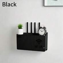 1pc No-Drill Wireless Router Storage Box - Home Cleaning Storage Gadget, Suitable For Bedroom, Living Room, Dorm, Guest Room And Game Room TV Stand, Multi-Functional No-Nail Wireless Router Bracket, Practical Storage Rack - Multicolor - View 4