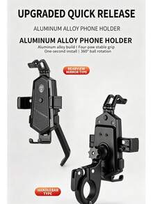 Upgraded Aluminum Alloy Automatic Locking Phone Mount, 1-Second Quick Release, 360° Rotation, Anti-Vibration And Anti-Drop, Universal For Motorcycle And Bicycle - Multicolor - View 7