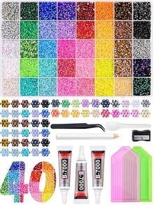 40 färger geléharts-rhinstensset, 5,5 mm glänsande dekorativa rhinstenar, DIY-hantverksmaterial, flerfärgat hartssätt, lämpligt för DIY-skor, vattenkopps-rhinstensdekoration, diamantmålning - Uppsättning - Visa 2