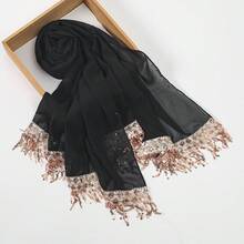 1pc Women's Sequin Tassel Chiffon Long Scarf Shawl For Party, Banquet, Outerwear - Multicolor - View 11