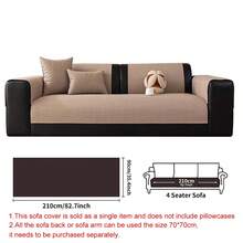 SANMOSPIN 1PC Linen Fabric Solid Color Minimalist Style Waterproof Sofa Cover, All-Season Versatile Comfortable Sofa Cushion, Suitable For 1-4 Seater Sofa In Bedroom, Living Room, Study, Office, Home Decor - Coffee Brown - View 13
