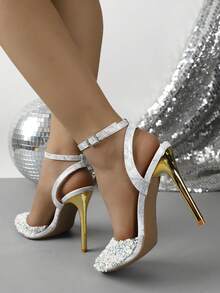 Sandalias de tacón alto con punta cuadrada y sin cordones, moda primavera/verano - Blanco - Ver 6