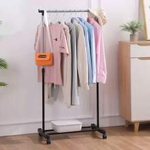 68*40*135cm Single Rod Clothes Rack, Height Adjustable Metal Garment Rack With Wheels, Portable Rolling Clothing Hanger Stand, Space Saving Storage Organizer For Bedroom, Balcony, Laundry Room, Apartment, Easy To Assemble Display Rack - A - View 6
