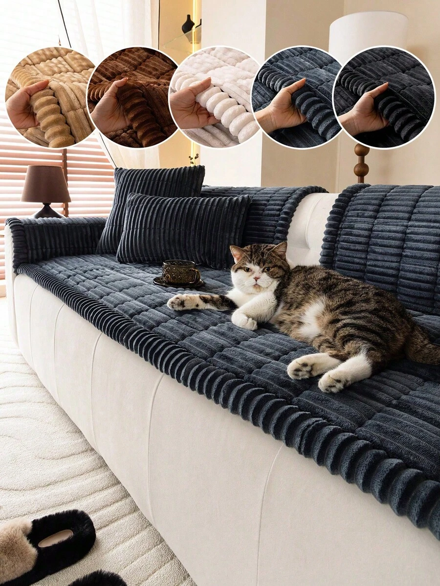 SANMOSPIN 1pc Bohemian Style Sofa Cover, Quilted Thick Plush Fabric, Machine/Hand Washable, Non-Slip Pet Friendly Sofa Protector, Soft & Comfortable Polyester, Suitable For Living Room, Bedroom, Office Room Decor Home Decor Couch Cover Sofa Covers Living Room Decor - Sweetheart - View 1